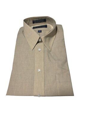 Claybrooke Dress Shirt Size 16.5 Wrinkle Free Broadcloth Beige Checkered New